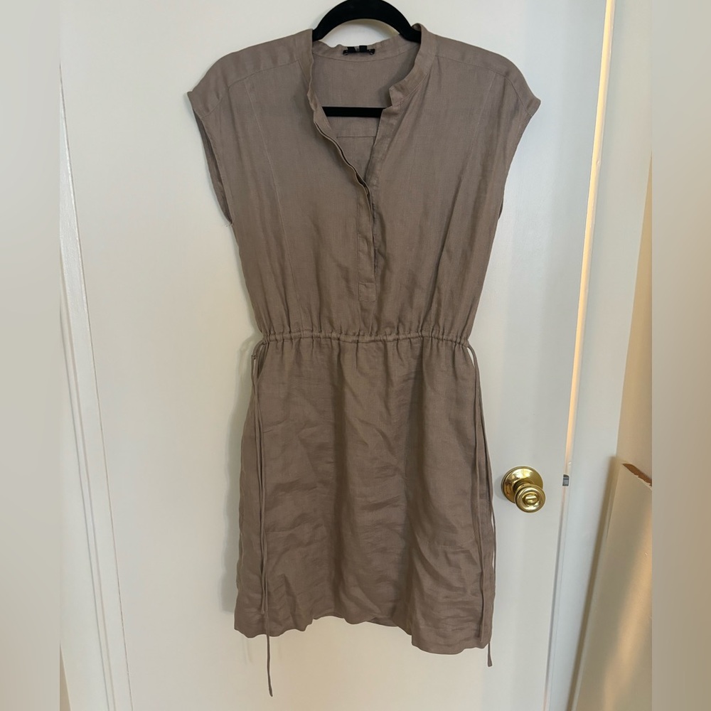 like new ⭐️ theory linen drawstring sleeveless dress